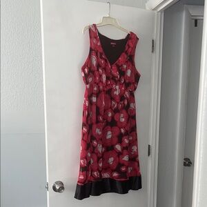 Merona Red and Black Floral Midi Dress